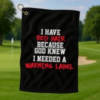 Red Head Warning Label Golf Towel