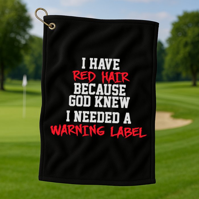 Red Head Warning Label Golf Towel