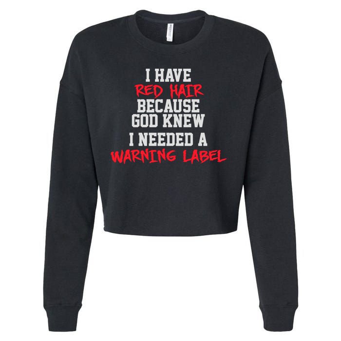 Red Head Warning Label Cropped Pullover Crew