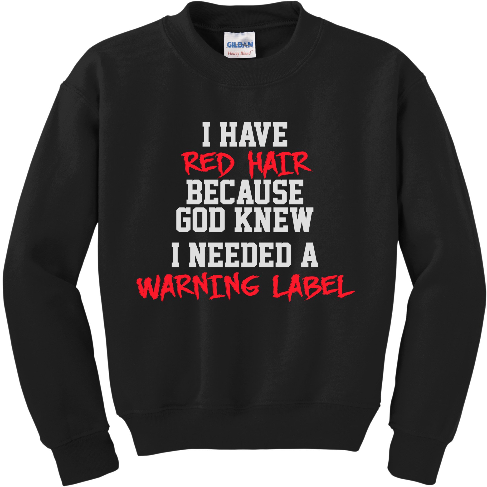 Red Head Warning Label Kids Sweatshirt