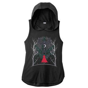 Red Hood Night Wolf Moon Crest Ladies PosiCharge Tri-Blend Wicking Draft Hoodie Tank