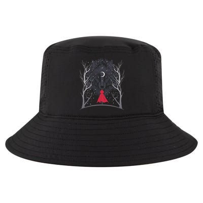 Red Hood Night Wolf Moon Crest Cool Comfort Performance Bucket Hat