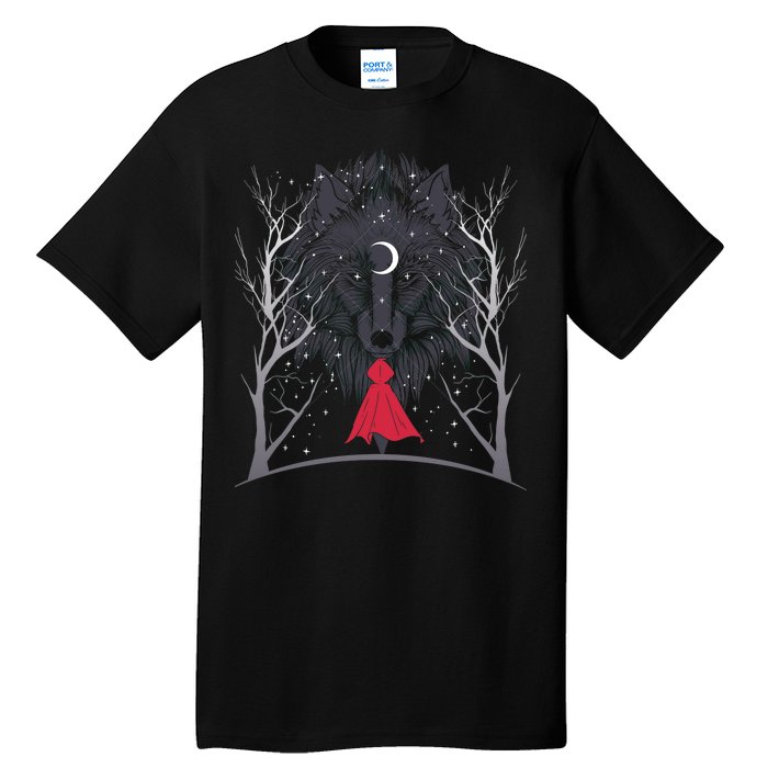 Red Hood Night Wolf Moon Crest Tall T-Shirt