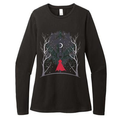 Red Hood Night Wolf Moon Crest Womens CVC Long Sleeve Shirt