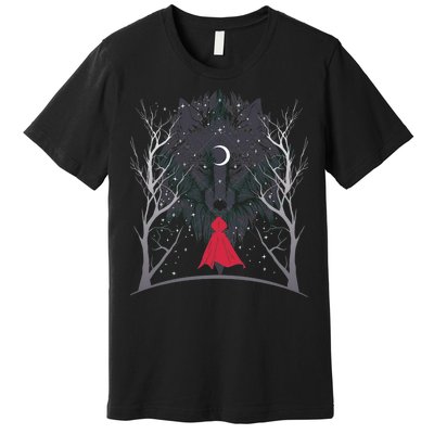 Red Hood Night Wolf Moon Crest Premium T-Shirt