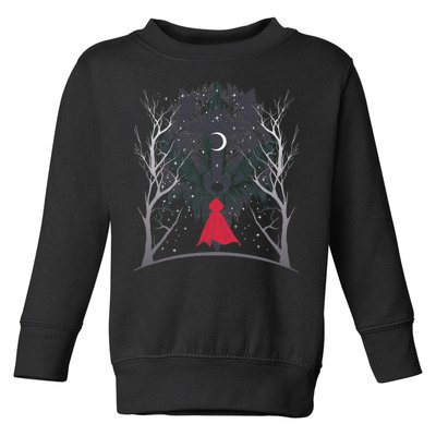 Red Hood Night Wolf Moon Crest Toddler Sweatshirt