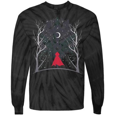 Red Hood Night Wolf Moon Crest Tie-Dye Long Sleeve Shirt