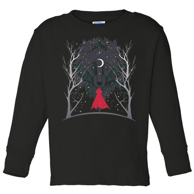 Red Hood Night Wolf Moon Crest Toddler Long Sleeve Shirt