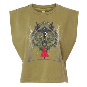 Red Hood Night Wolf Moon Crest Garment-Dyed Women's Muscle Tee