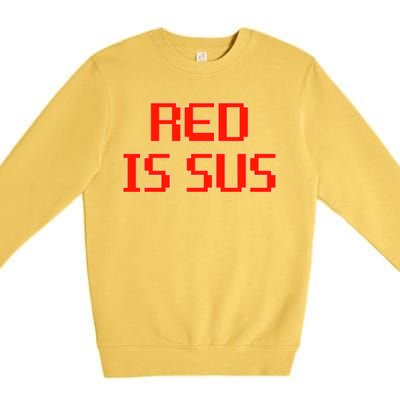 Red Is Sus Imposter Among Us Premium Crewneck Sweatshirt