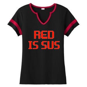 Red Is Sus Imposter Among Us Ladies Halftime Notch Neck Tee