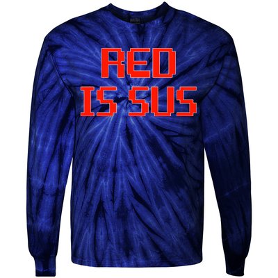 Red Is Sus Imposter Among Us Tie-Dye Long Sleeve Shirt