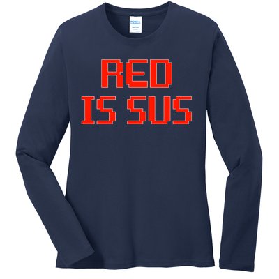 Red Is Sus Imposter Among Us Ladies Long Sleeve Shirt