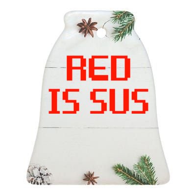 Red Is Sus Imposter Among Us Ceramic Bell Ornament