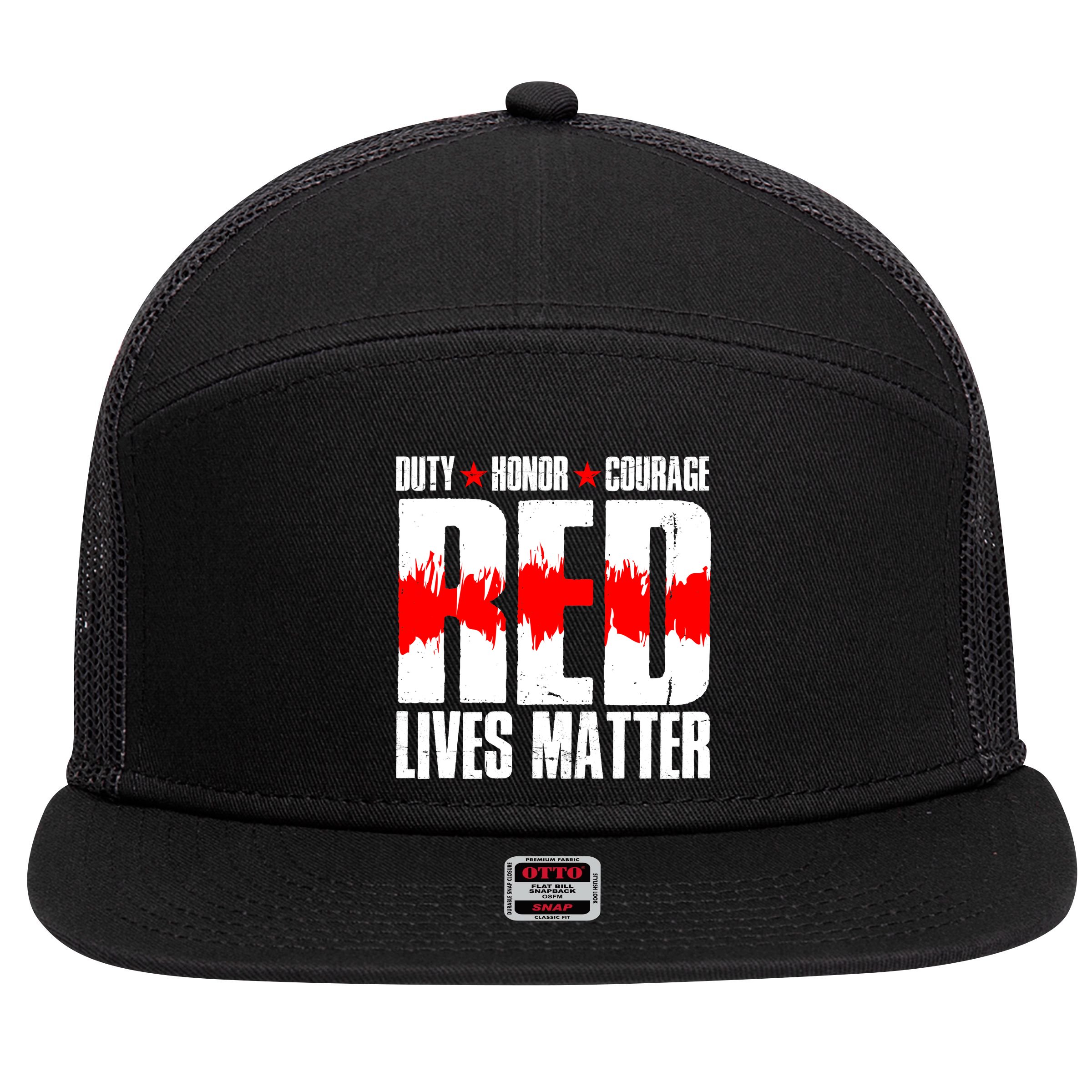 Red Lives Matter 7 Panel Mesh Trucker Snapback Hat