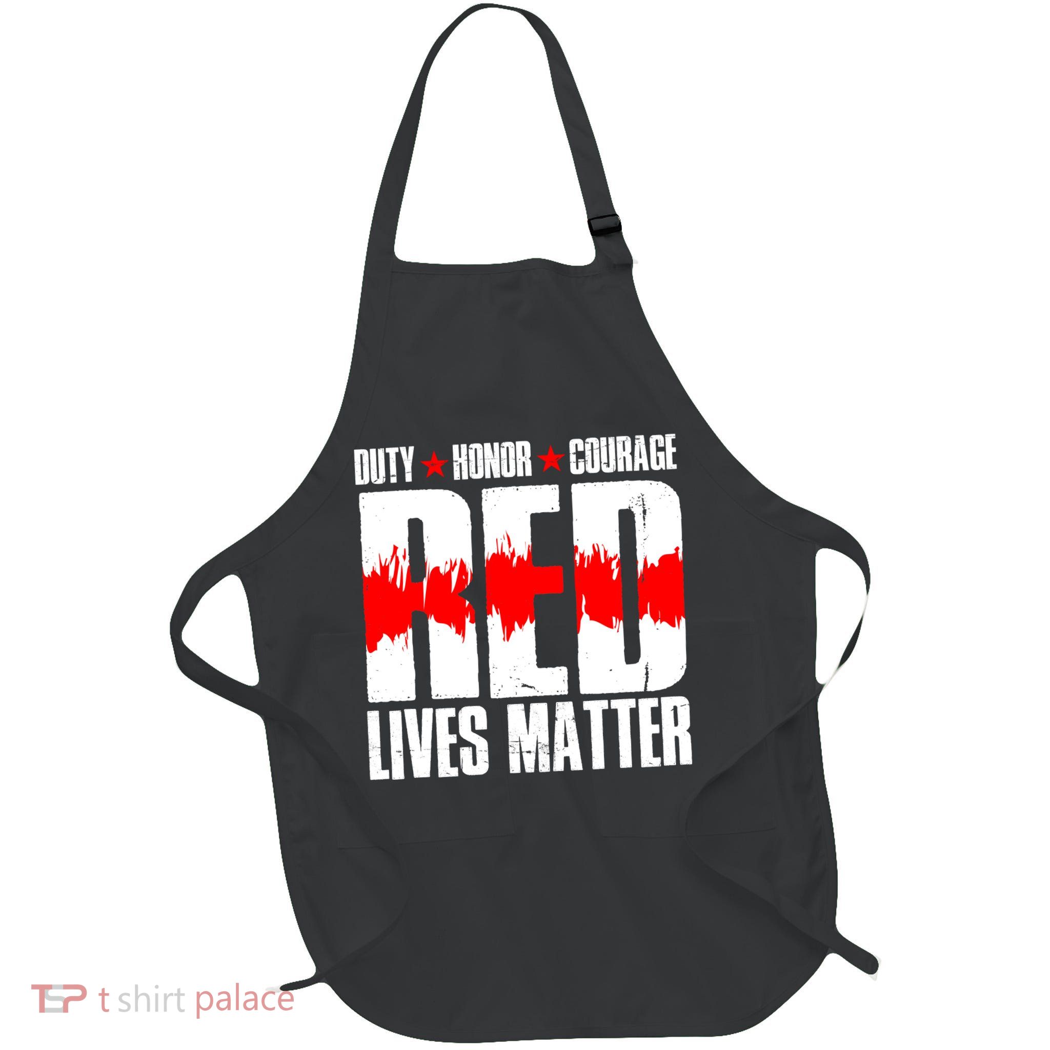 Red Lives Matter Full-Length Apron With Pockets