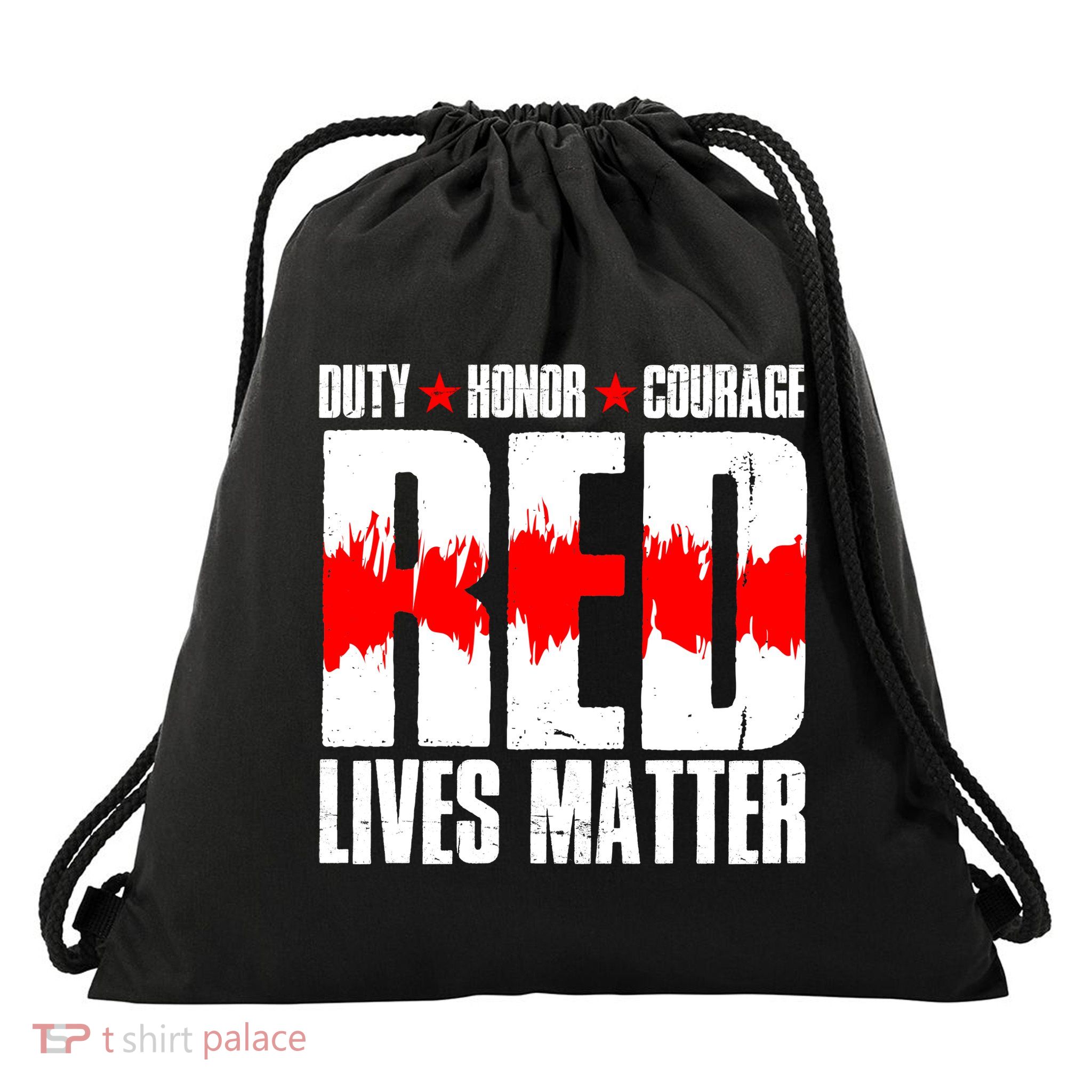 Red Lives Matter Drawstring Bag