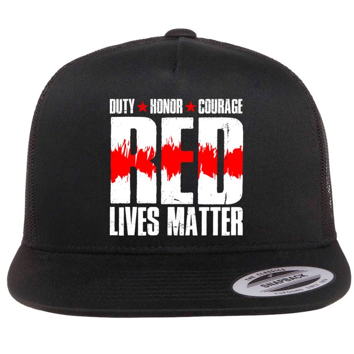 Red Lives Matter Flat Bill Trucker Hat