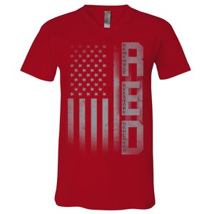 RED Remember Everyone Deployed V-Neck T-Shirt