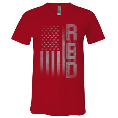 RED Remember Everyone Deployed V-Neck T-Shirt
