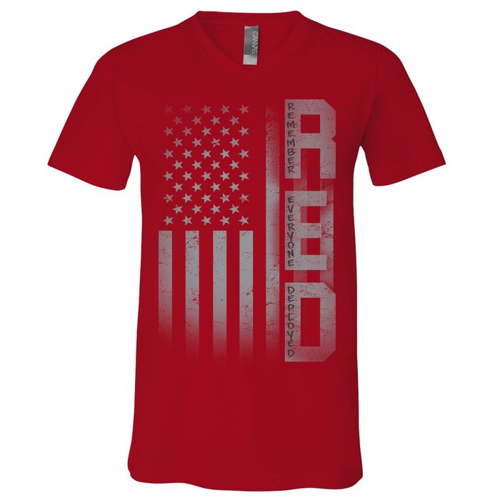 RED Remember Everyone Deployed V-Neck T-Shirt