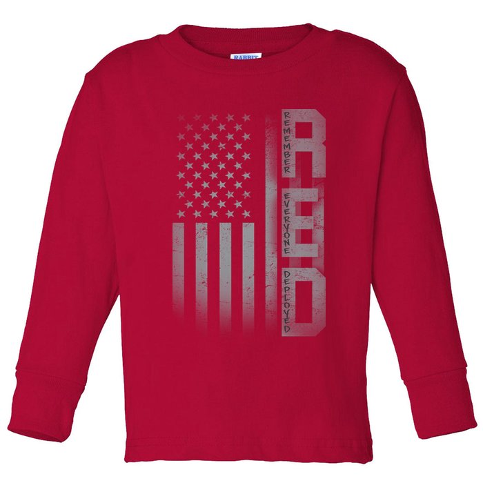 RED Remember Everyone Deployed Toddler Long Sleeve Shirt