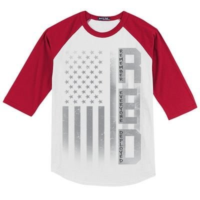 RED Remember Everyone Deployed Kids Colorblock Raglan Jersey