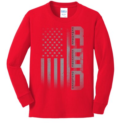 RED Remember Everyone Deployed Kids Long Sleeve Shirt