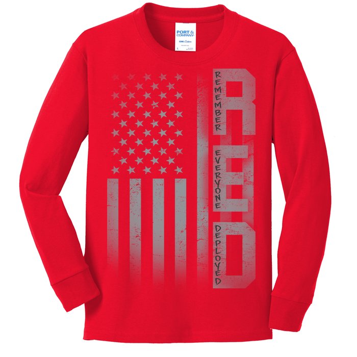 RED Remember Everyone Deployed Kids Long Sleeve Shirt