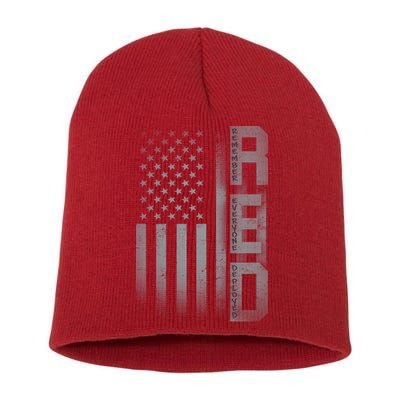 RED Remember Everyone Deployed Short Acrylic Beanie