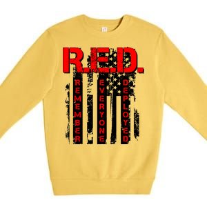 RED Remember Everyone Deployed Distressed Flag Premium Crewneck Sweatshirt