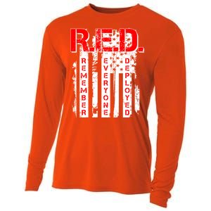 RED Remember Everyone Deployed Distressed Flag Cooling Performance Long Sleeve Crew