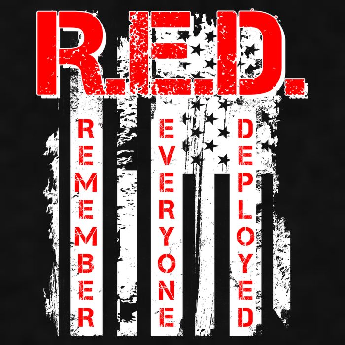 RED Remember Everyone Deployed Distressed Flag Ladies PosiCharge Tri-Blend Wicking Tank