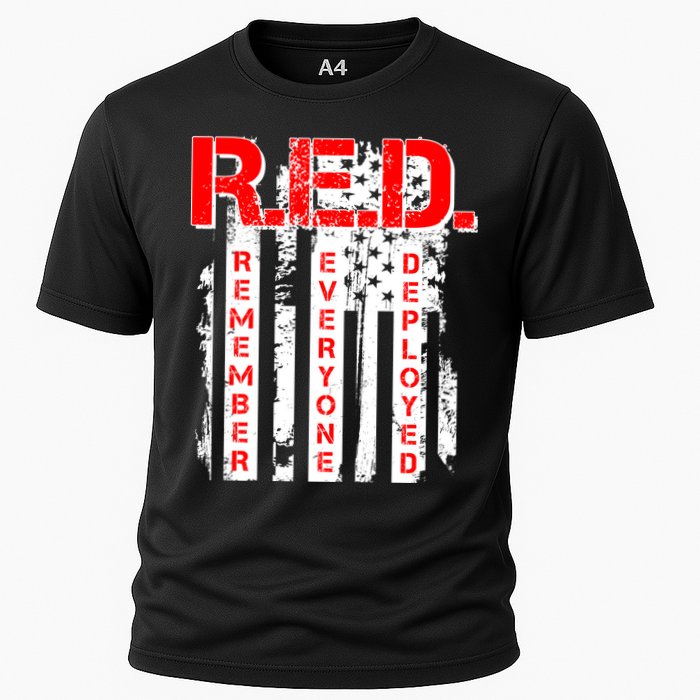 RED Remember Everyone Deployed Distressed Flag Performance Shirt