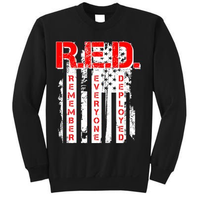 RED Remember Everyone Deployed Distressed Flag Sweatshirt