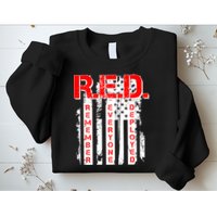 RED Remember Everyone Deployed Distressed Flag Sweatshirt