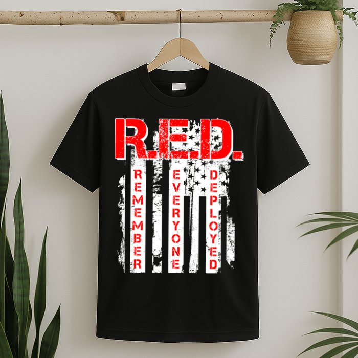 RED Remember Everyone Deployed Distressed Flag T-Shirt