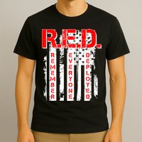 RED Remember Everyone Deployed Distressed Flag T-Shirt