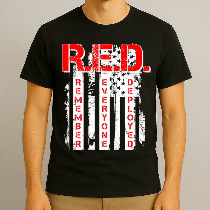 RED Remember Everyone Deployed Distressed Flag T-Shirt