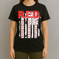 RED Remember Everyone Deployed Distressed Flag T-Shirt