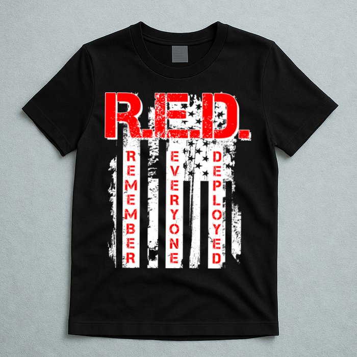 RED Remember Everyone Deployed Distressed Flag T-Shirt