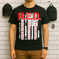 RED Remember Everyone Deployed Distressed Flag T-Shirt