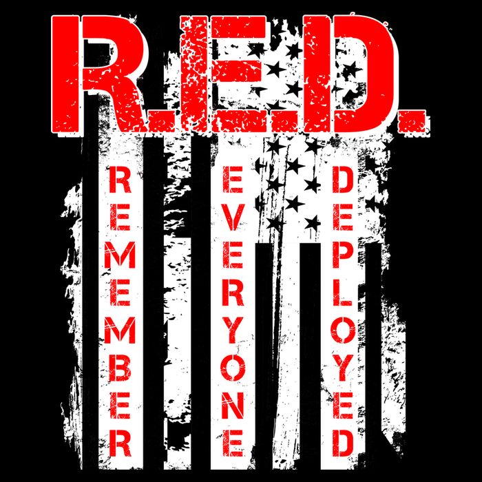 RED Remember Everyone Deployed Distressed Flag Button