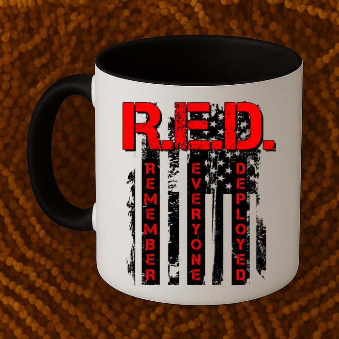 RED Remember Everyone Deployed Distressed Flag Coffee Mug