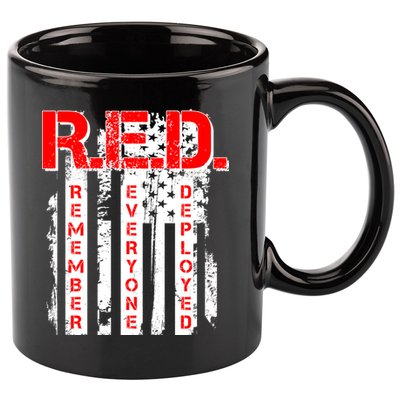 RED Remember Everyone Deployed Distressed Flag 11oz C Handle Ceramic Mug