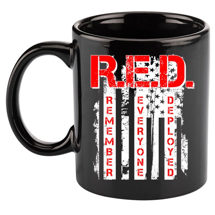 RED Remember Everyone Deployed Distressed Flag 11oz C Handle Ceramic Mug