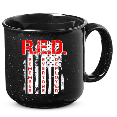 RED Remember Everyone Deployed Distressed Flag 15oz Campfire Ceramic Mug