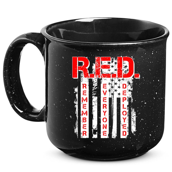 RED Remember Everyone Deployed Distressed Flag 15oz Campfire Ceramic Mug