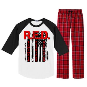 RED Remember Everyone Deployed Distressed Flag Raglan Sleeve Pajama Set