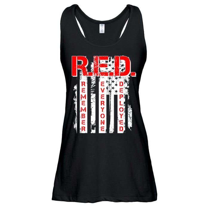 RED Remember Everyone Deployed Distressed Flag Ladies Essential Flowy Tank